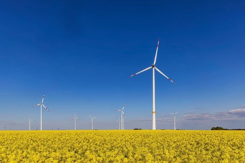 Wind farm near Temmenhausen in the Swabian Alb. Dornstadt Baden-Württemberg, Germany