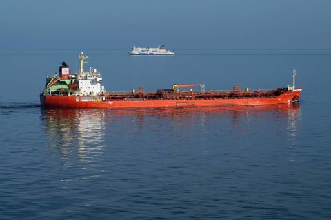 Chemical and oil tanker, 147m length, 24m height, flag Panama, Baltic Sea