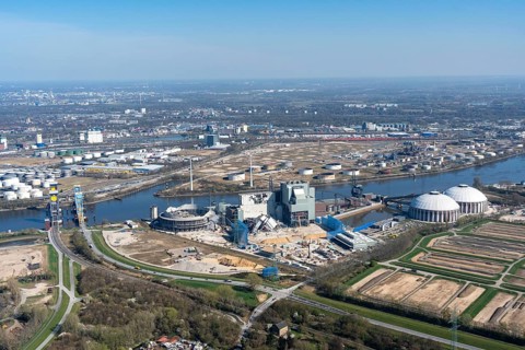 Aerial view, power station, Moorburg, demolition, coal-fired power station, Süderelbe, Hamburg,
