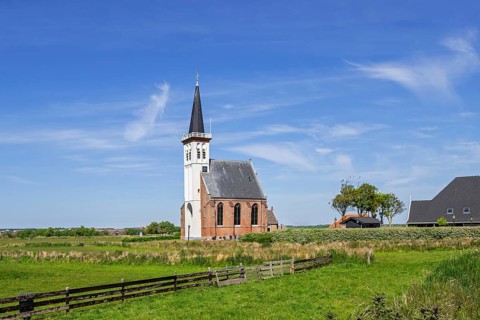 15th century Reformed Church in the village Den Hoorn on the island Texel in the Wadden Sea, West