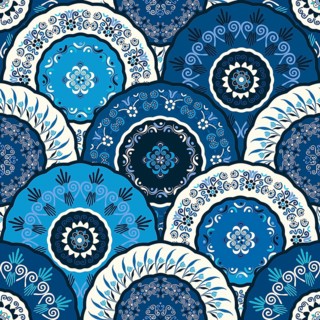Vector floral decorative art design, seamless pattern for fabric print