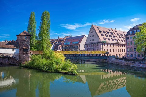Pegnitz and Henkersteg in Nuremberg, Germany