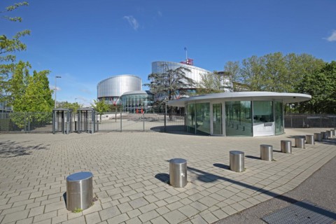 European Court of Human Rights, ECHR, EU, court, modern, building, bollard, Strasbourg, Bas-Rhin,