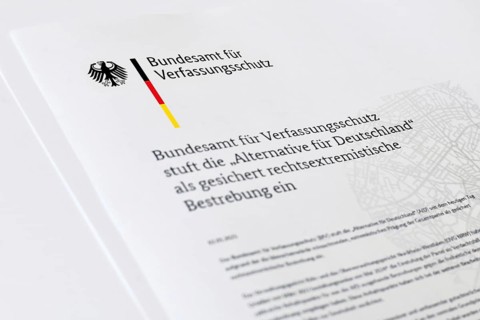 Germany - 05.05.2025: German press release saying 'The Federal Office for the Protection of the