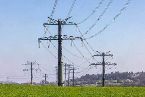 New power line from Birkenfeld to Ötisheim in the Enzkreis district. 14 kilometre long 380 kV line