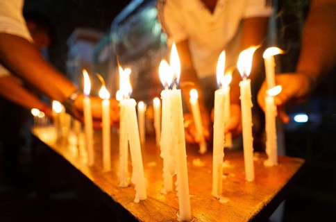 Students candle light protest over Pahalgam terror attack on in Guwahati, Assam, India on April 24,
