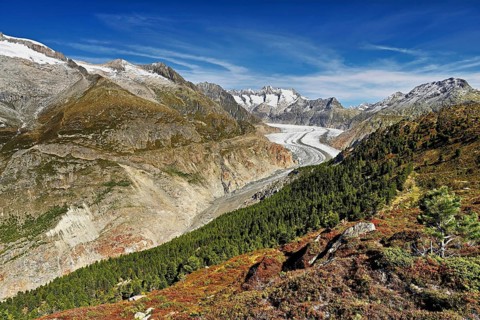 Great Aletsch Glacier, the heart of the Jungfrau-Aletsch-Bietschhorn UNESCO World Heritage Site,