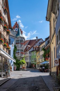 Historic half-timbered houses in the Steigstraße with the market square, Gasthof Bären and the