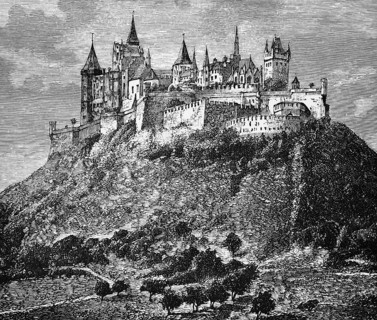 Hohenzollern Castle in Bisingen, ancestral seat of the House of Hohenzollern, high nobility, castle