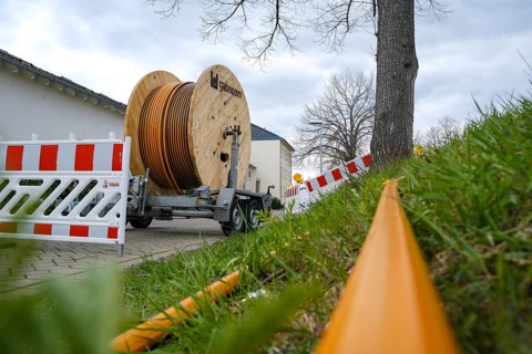 Rheinbach, North Rhine-Westphalia, Germany - Internet broadband expansion, construction site for