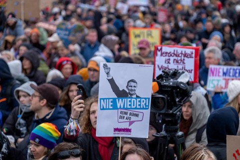 Germany, Berlin, 3 February 2024, Protest against the rise of right-wing extremism, called by the