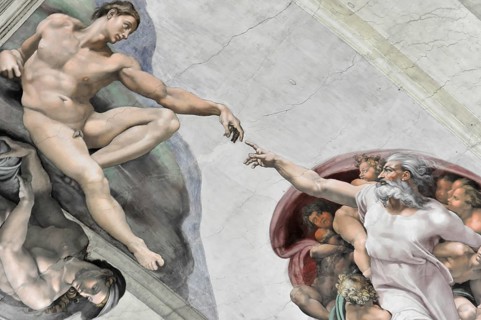 Michelangelo's Creation of Adam in the Sistine Chapel, Vatican Museum, Rome, Italy, Famous