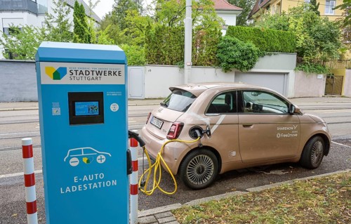E-car charging station Stadtwerke Stuttgart, Baden-Württemberg, Germany