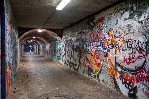 Germany, Berlin, 08. 01. 2020, tunnel tram station Waidmannslust, graffiti