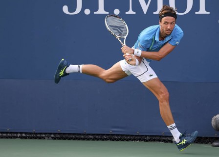 Tennis player Arthur Rinderknech of France in action at the US Open 2024 Championships, Billie Jean