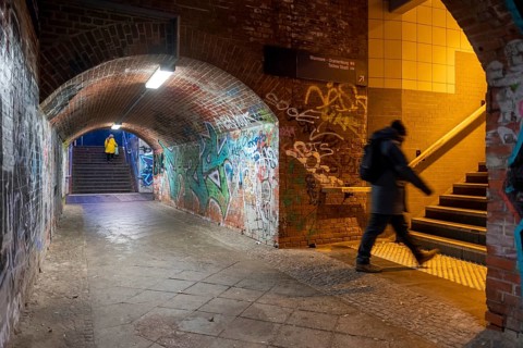 Germany, Berlin, 08. 01. 2020, tunnel tram station Waidmannslust, graffiti