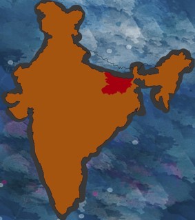 Illustration, bihar location map, india, asia