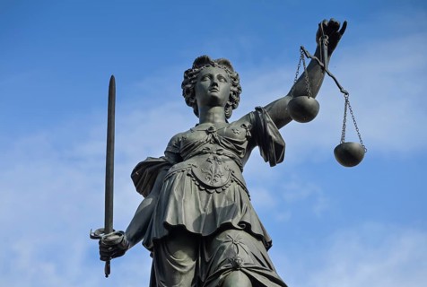 Fountain of Justice with Justitia, Römerberg, Old Town, Centre, Frankfurt am Main, Hesse, Germany