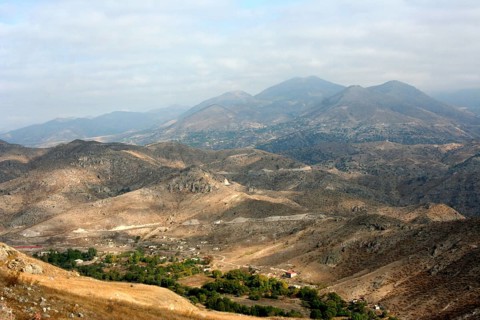 View of the independence-seeking Nagorno-Karabakh Republic from the road to Goris, buildings