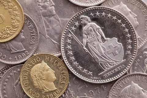 Different coins of Swiss Franc