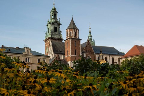 Summer view of Wawel Royal Castle in Krakow, Poland. Historically and culturally important site in