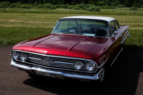 American classic car, Chevrolet Impala from 1960, red, Arvika, Värmland, Sweden