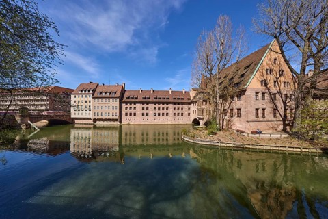 River Pegnitz, Heilig-Geist-Spital, Spital-Apotheke, museum bridge, historic hospital, pharmacy,