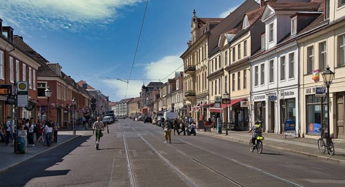 Friedrich-Ebert-Straße behind the Nauener Tor, Potsdam, Brandenburg, Germany