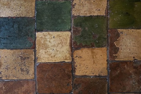 Floor made from old coloured tiles, Netherlands