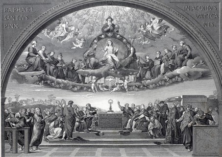 La Disputa, The Disputation of the Blessed Sacrament by Raphael, part of the frescoes in Raphael's