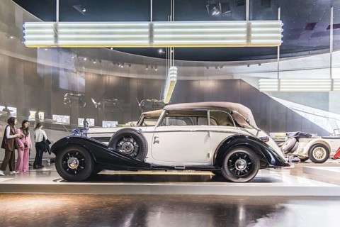 Mercedes-Benz 540 K Cabriolet B from 1937. The Mercedes-Benz Museum in Stuttgart presents a journey