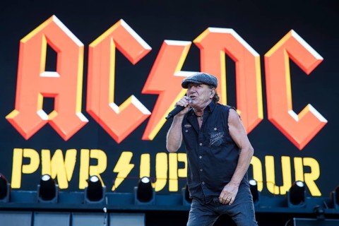 Brian Johnson, lead singer of AC/DC live on Power Up Tour 2025 at the Olympiastadion Berlin on 30