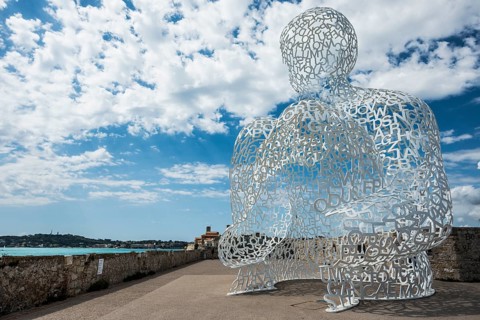 Sculpture made of letters, Le Nomade, artist Jaume Plensa, Antibes, Provence Alpes Côte d'Azur,
