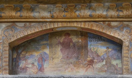 Fresco of the Wonder of the World Olympia, Phidias' statue of Zeus at the Fountain of Wonders,