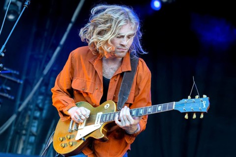 Jack Bradley, guitarist, The Thing, indie rock band, USA, live open air at the Citadel Music