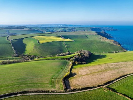 Farms and Fields over Brixham and Kingswear from a drone, Devon, England, United Kingdom