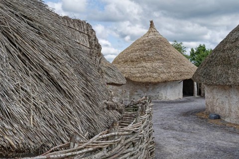 The replicas of Neolithic houses are part of the Neolithic Living and Houses exhibition at the