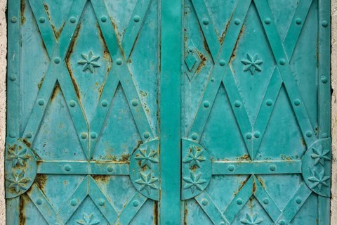Detail of an old metal door with pattern, background, texture, Montenegro, Balkans