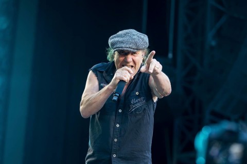 Brian Johnson, lead singer of AC/DC live on Power Up Tour 2025 at the Olympiastadion Berlin on 30