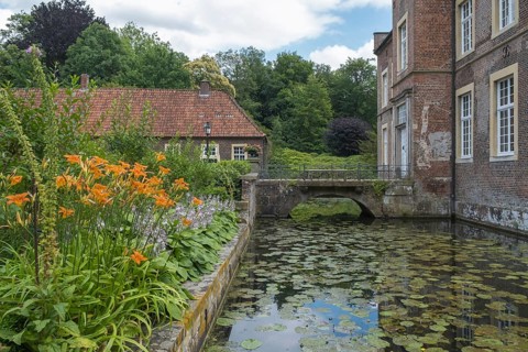 Moated castle Haus Welbergen, Ochtrup, Welbergen, Münsterland, North Rhine-Westphalia, Germany