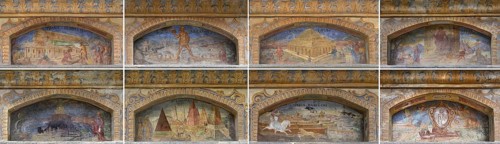 Eight fresco paintings on the Fountain of Wonders of the Eight Wonders of the World, 1508, in the