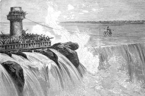 Bicycle Ride over Niagara Falls, A velocipede ride over Niagara Falls is a daring endeavour