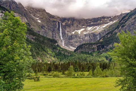 The Cirque de Gavarnie basin, UNESCO World Heritage Site in the Pyrenees National Park near