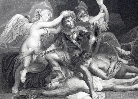The coronation of the victor, apotheosis, the elevation of a man to a god or demigod, steel