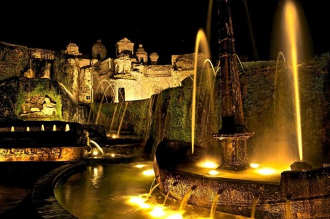 Fountain Fontana della Rometta e di Roma, Renaissance garden of Villa d'Este, ring fountain,