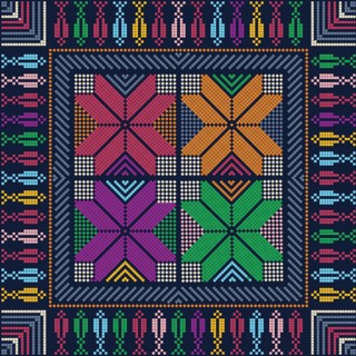Traditional Palestinian Embroidery Tatreez Pattern in colors