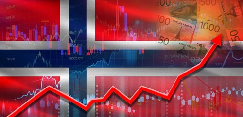 Norway financial growth on market graph. Norway economic growth on financial graph