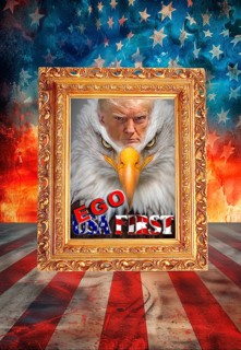 Symbolic image, Trump as owner of the USA, no more United States, democracy versus autocracy,