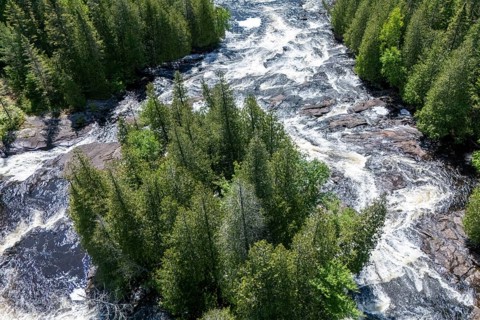 Rapids, White waters flowing through the boreal forest, River du Loup, Mastigouche wildlife