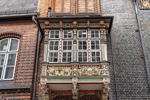 Renaissance bay of Lübeck Town Hall, Hanseatic City of Lübeck, Schleswig-Holstein, Germany
